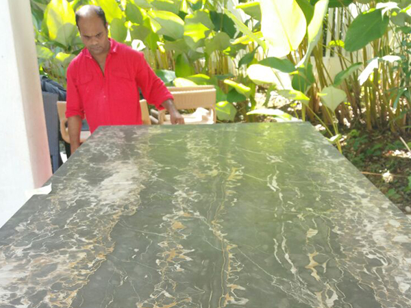 Marble flooring maintenance polishing cleaning table