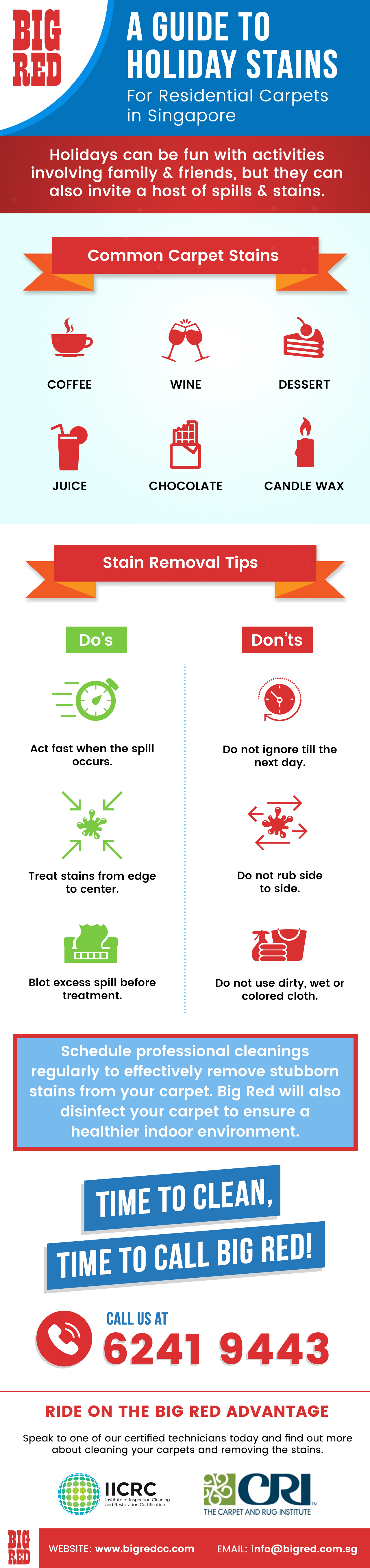 A Guide to Holiday Stains - Infographic - Big Red Carpet Cleaners, Singapore